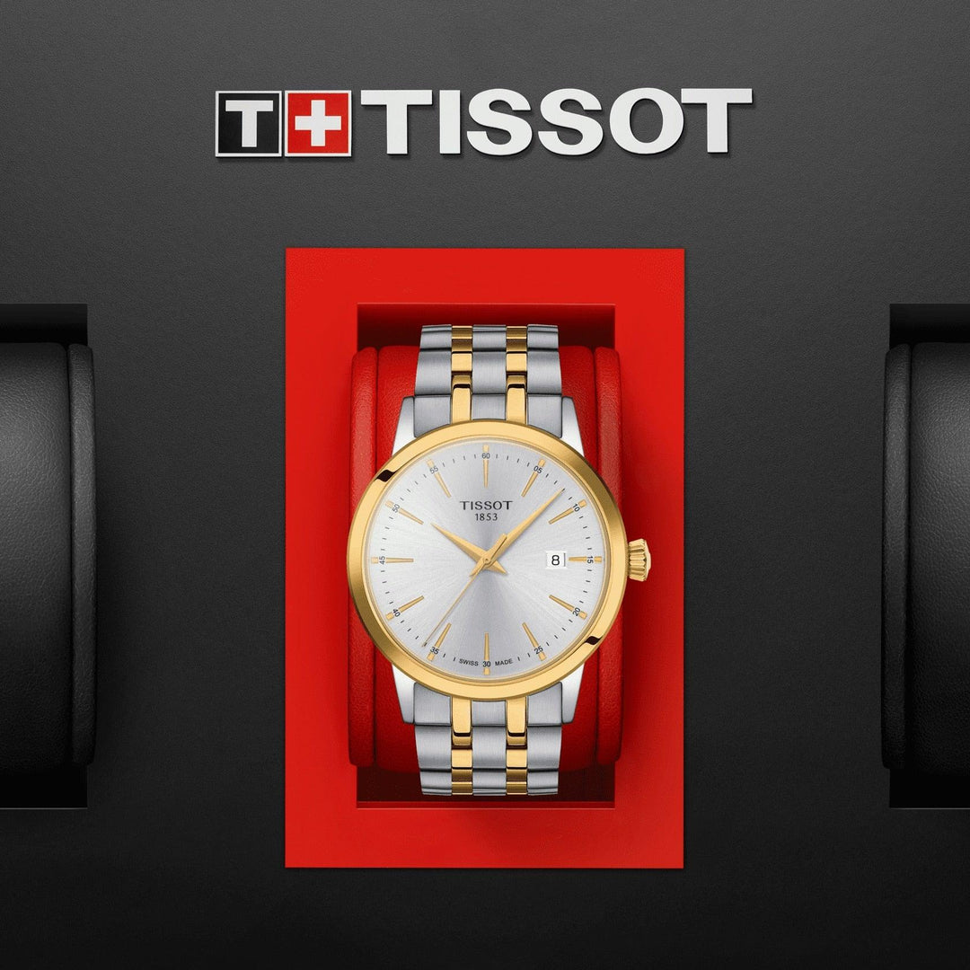 Tissot watch Classic Dream 42mm silver quartz steel PVD yellow gold finish T129.410.22.031.00 - Capodagli 1937