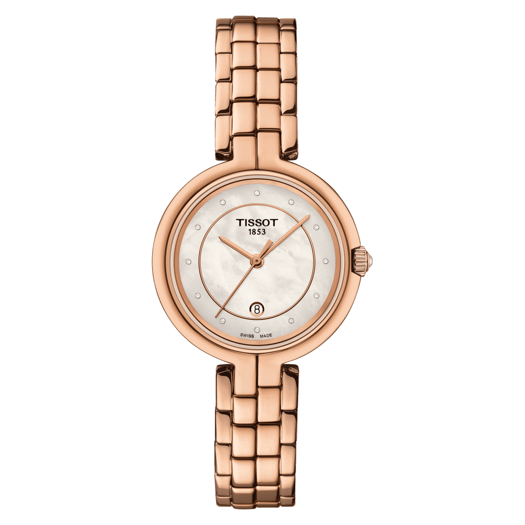 Tissot orologio Flamingo 30mm madreperla quarzo acciaio finitura PVD oro rosa T094.210.33.116.02 - Capodagli 1937