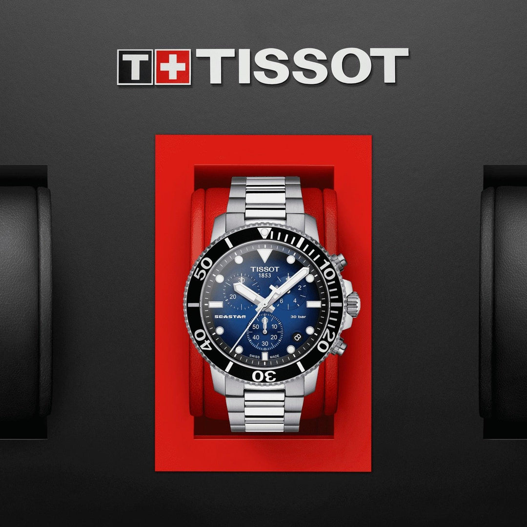 Tissot orologio Seastar 1000 Chronograph 45mm blu quarzo acciaio T120.417.11.041.01 - Capodagli 1937