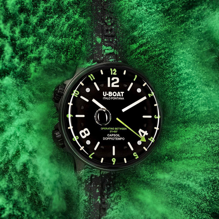 U-BOAT orologio Capsoil Doppiotempo DLC Green Rehaut 45 mm nero acciaio 8840/B - Capodagli 1937